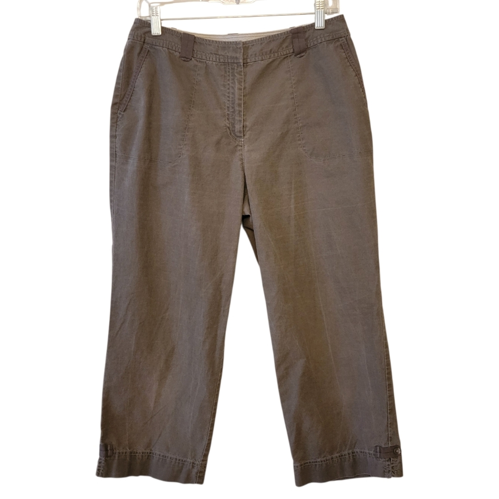 J. Jill Khaki Green Cotton Chino Crop Pants Size 10